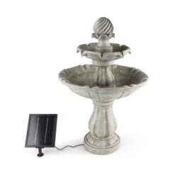 Vogelsbrunn Springbrunnen 60x90cm 3W Solar Akku Beton-Optik 9 Vogelsbrunn Springbrunnen 60x90cm 3W Solar Akku Beton-Optik -Online Gartenbedarf 10029039 yy 0005 front Blumfeldt Vogelsbrunn Zierbrunnen Solar