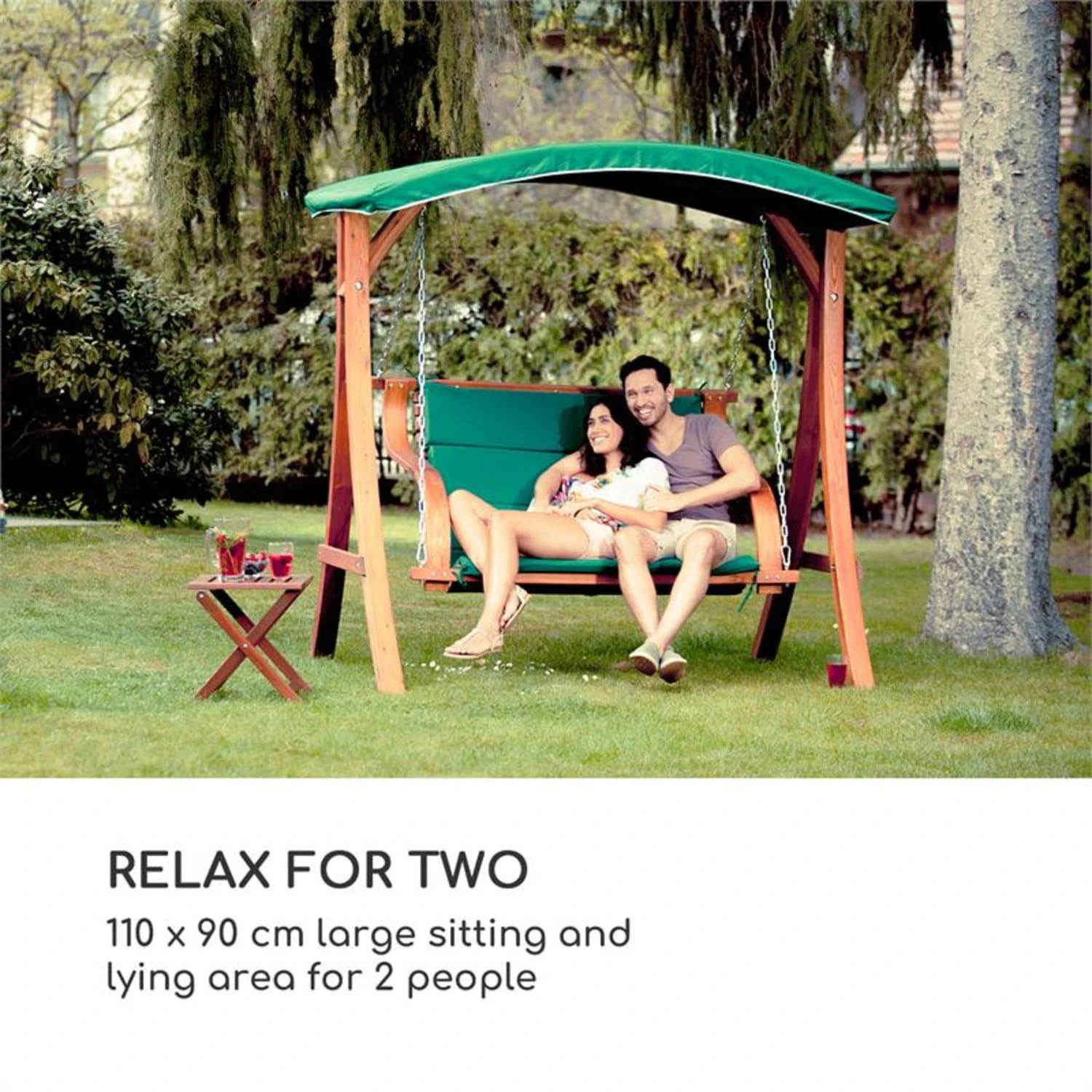 Tahiti Hollywoodschaukel 110 Cm 2-Sitzer Sonnendach Polyester Lärche 5 Tahiti Hollywoodschaukel 110 Cm 2-Sitzer Sonnendach Polyester Lärche – Bild 3