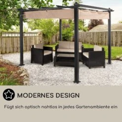 Pantheon Pergola Vordach 3x3m Aluminium Sonnendach Polyester -Online Gartenbedarf 10029627 DE 0006 usp