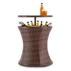 Beerboy Gartentisch Getränkekühler Ø50cm Polyrattan Bicolor Braun -Online Gartenbedarf 10029628 yy 0005 front Blumfeldt Beerboy Gartentisch Polyrattan Kuehler