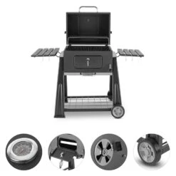 Bigfoot Holzkohlegrill Smoker BBQ-Grill 55 X 40 Cm Stahl Schwarz 13 Bigfoot Holzkohlegrill Smoker BBQ-Grill 55 X 40 Cm Stahl Schwarz -Online Gartenbedarf 10029763 yy 0004 detail Klarstein Bigfoot BBQ Grill Smoker