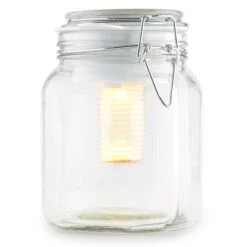 Wetterfrosch LED-Stimmungslicht Gelb/blau Einweckglas Solar Akku -Online Gartenbedarf 10030097 yy 0002 front oneConcept Wetterfrosch Solarlicht LED Glas