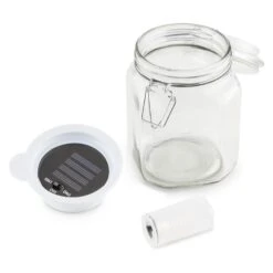 Wetterfrosch LED-Stimmungslicht Gelb/blau Einweckglas Solar Akku -Online Gartenbedarf 10030097 yy 0003 detail oneConcept Wetterfrosch Solarlicht LED Glas