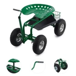 Waldbeck Park Ranger Gartensitz 130 Kg Fahrbar Ablage Stahl Grün -Online Gartenbedarf 10030404 yy 0005 detail Waldbeck four wheel garden seat