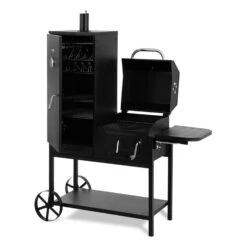 Fleischbrocken Holzkohlegrill Smoker Räucherofen BBQ-Grill Schwarz -Online Gartenbedarf 10030554 yy 0007 front Professional charcoal grill and smoker