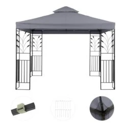 Odeon Grey Pavillon Partyzelt Festzelt 3x3m Stahl Polyester Dunkelgrau -Online Gartenbedarf 10030686 yy 0003 detail Blumfeldt Odeon Grey Pavillon Partyzelt dunkelgrau