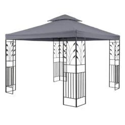 Odeon Grey Pavillon Partyzelt Festzelt 3x3m Stahl Polyester Dunkelgrau -Online Gartenbedarf 10030686 yy 0006 front Blumfeldt Odeon Grey Pavillon Partyzelt dunkelgrau