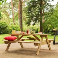 Picknicker 180 Picknicktisch Gartengarnitur Tisch Bank 32mm FSC-Kiefer 9 Picknicker 180 Picknicktisch Gartengarnitur Tisch Bank 32mm FSC-Kiefer -Online Gartenbedarf 10030717 yy 0002 ambient Blumfeldt Picknicker 180 Kombibank reedit v2