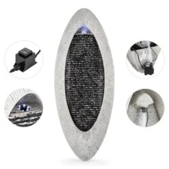 Gavarnie Wandbrunnen LED 37,5x89,5x9 Cm Oval 6W Pumpe IP 67 9 Gavarnie Wandbrunnen LED 37,5x89,5x9 Cm Oval 6W Pumpe IP 67 -Online Gartenbedarf 10030994 yy 0004 detail Blumfeldt Gavarnie Wandbrunnen Naturstein Optik