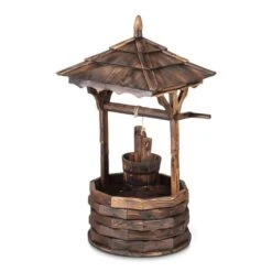 Loreley Garten-Brunnen Garten-Dekoration 125cm Tannenholz Geflammt -Online Gartenbedarf 10031258 yy 0005 front Blumfeldt Loreley Garten Brunnen