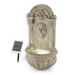 Löwenstein Wandbrunnen Gartenbrunnen Solar 2W LED Polyresin Steinoptik 11 Löwenstein Wandbrunnen Gartenbrunnen Solar 2W LED Polyresin Steinoptik -Online Gartenbedarf 10031400 yy 0005 front Blumfeldt Loewenstein Wandbrunnen 2W Steinoptik