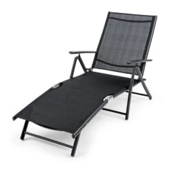 Modena Sonnenliege 64x85x170cm Aluminium/Stahlrohr Schwarz -Online Gartenbedarf 10031441 yy 0006 front Blumfeldt Modena Sonnenliege 64x85x170cm schwarz