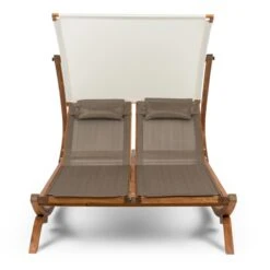 Sonnendeck Doppel-Sonnenliege Verstellbares Sonnendach Kopfkissen Weiß -Online Gartenbedarf 10031458 yy 0002 detail Blumfeldt Sonnendeck Doppel Sonnenliege weiss