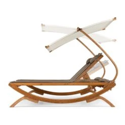 Sonnendeck Doppel-Sonnenliege Verstellbares Sonnendach Kopfkissen Weiß -Online Gartenbedarf 10031458 yy 0003 titel side Blumfeldt Sonnendeck Doppel Sonnenliege weiss