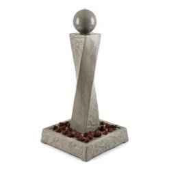 Trafalgar Gartenbrunnen 1,5m LED Fiberglas-Zement 4,5 Kg Ziersteine