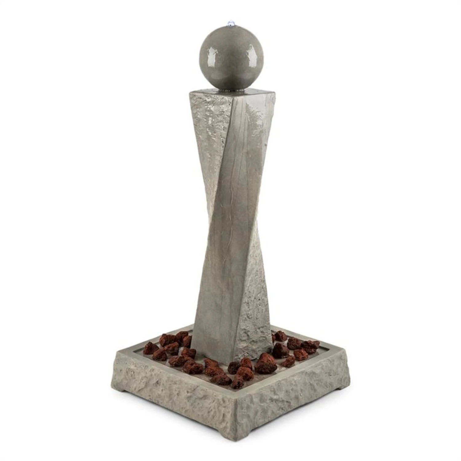 Trafalgar Gartenbrunnen 1,5m LED Fiberglas-Zement 4,5 Kg Ziersteine 3 Trafalgar Gartenbrunnen 1,5m LED Fiberglas-Zement 4,5 Kg Ziersteine