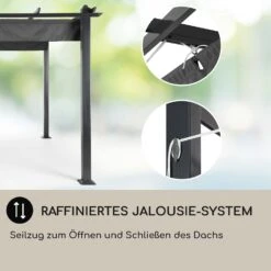 Pantheon 3x3 Pergola Vordach 3x3m Aluminium Sonnendach Polyester Grau 15 Pantheon 3x3 Pergola Vordach 3x3m Aluminium Sonnendach Polyester Grau -Online Gartenbedarf 10031882 DE 0005 usp