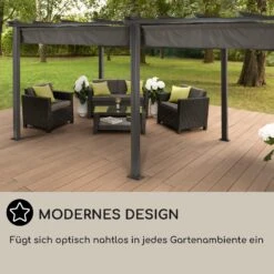 Pantheon 3x6 Pergola Vordach 3x6m Aluminium Sonnendach Polyester Grau -Online Gartenbedarf 10031885 DE 0006 usp