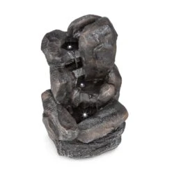 Felsquell Solar-Kaskadenbrunnen Akkubetrieb 2 KW Solarpanel 3 LEDs -Online Gartenbedarf 10032286 yy 0004 detail Blumfeldt Felsquell Solar Kaskadenbrunnen