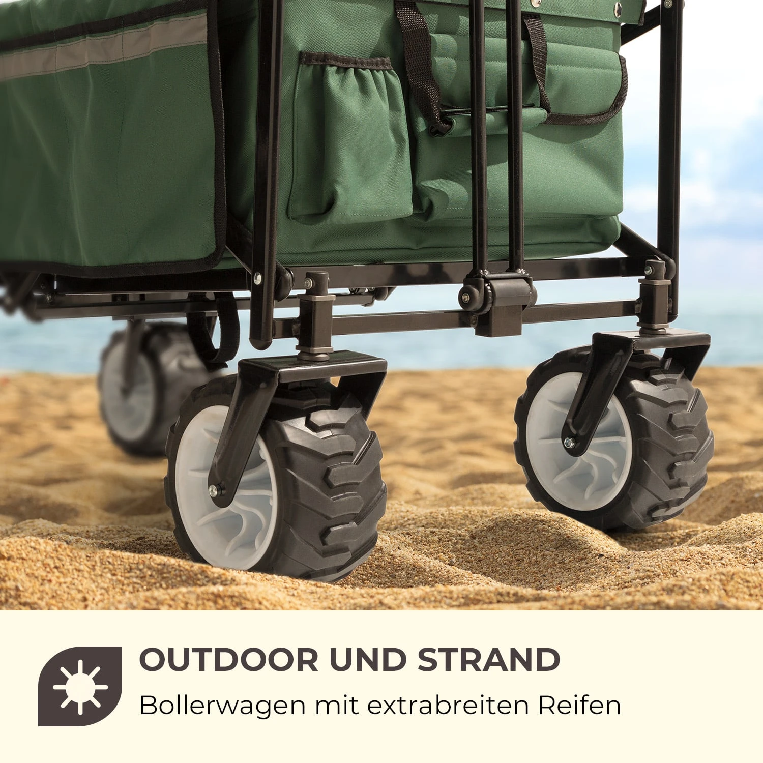 Easy Rider Bollerwagen Bis 70kg Teleskopstange Zusammenklappbar Grün 4 Easy Rider Bollerwagen Bis 70kg Teleskopstange Zusammenklappbar Grün – Bild 2