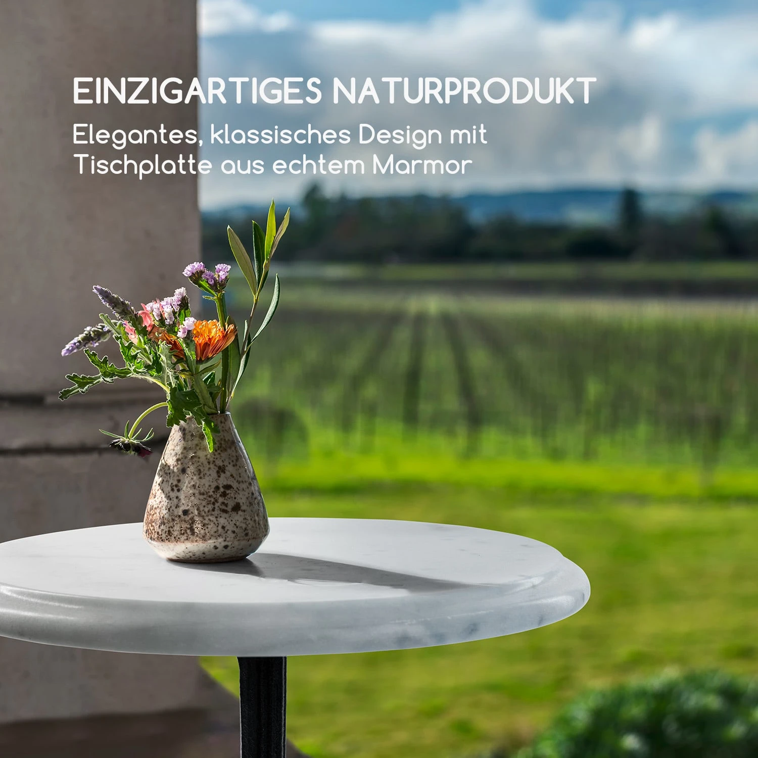 Patras-XS Bistro-Tisch Marmortischplatte Ø30cm Gusseiserner Standfuß 5 Patras-XS Bistro-Tisch Marmortischplatte Ø30cm Gusseiserner Standfuß – Bild 3
