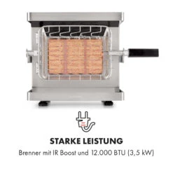 Crossfire Vertikaler Gasgrill 800°C Infrarot-Brenner 12.000 BTU Silber -Online Gartenbedarf 10033288 de 0003 logo