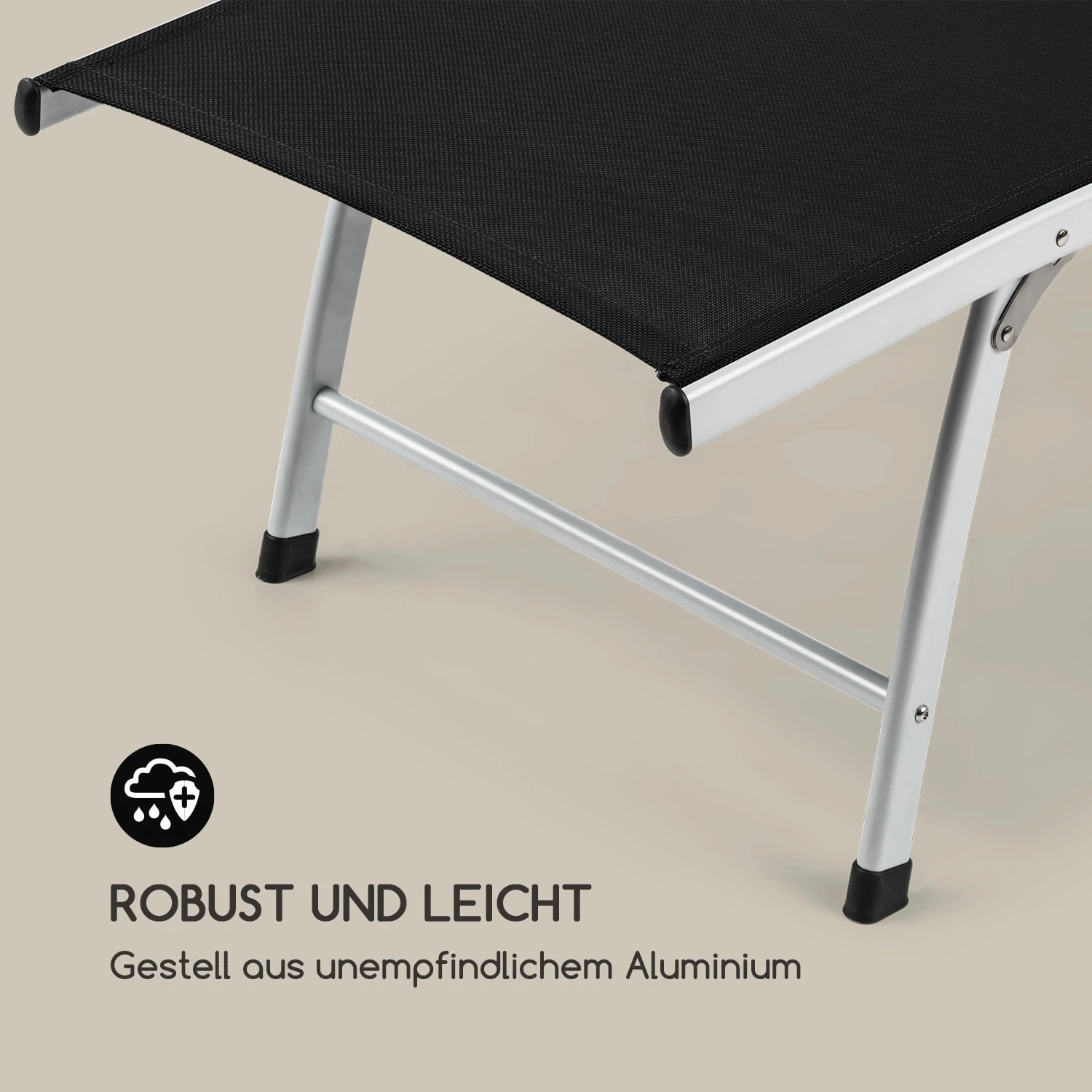 Sun Valley Sonnenliege Zusammenklappbar Kopfkissen Schwarz 10 Sun Valley Sonnenliege Zusammenklappbar Kopfkissen Schwarz – Bild 8