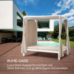Eremitage Double Sunbed 2 Pers Stahl-Rahmen Sonnendach Vorhänge Creme -Online Gartenbedarf 10033317 de 0004 logo
