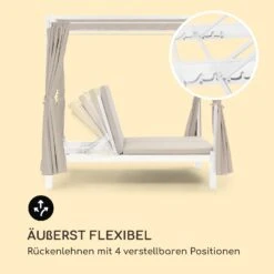 Eremitage Double Sunbed 2 Pers Stahl-Rahmen Sonnendach Vorhänge Creme -Online Gartenbedarf 10033317 de 0007 logo