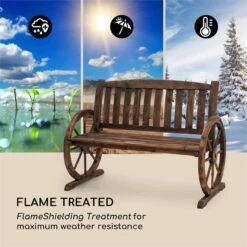 Murnau Gartenbank Flammenbehandeltes Tannenholz Braun -Online Gartenbedarf 10033354 yy 0003 logo Blumfeldt Murnau Gartenbank Tannenholz braun