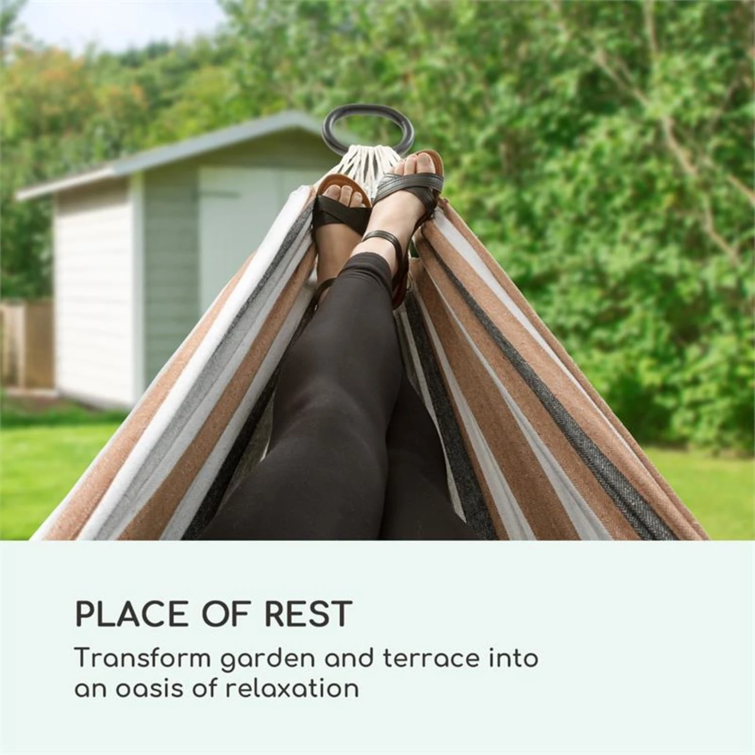 Sri Lanka Swing Hängematte Stahlrahmen 160 Kg Max. Gestreift 4 Sri Lanka Swing Hängematte Stahlrahmen 160 Kg Max. Gestreift – Bild 2