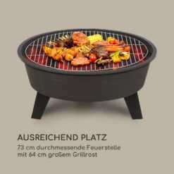 Nolana 2-in-1-Feuerschale Ø73cm Funkenschutz Ø64cm Grill Stahl Schwarz 14 Nolana 2-in-1-Feuerschale Ø73cm Funkenschutz Ø64cm Grill Stahl Schwarz -Online Gartenbedarf 10033383 de 0004 logo