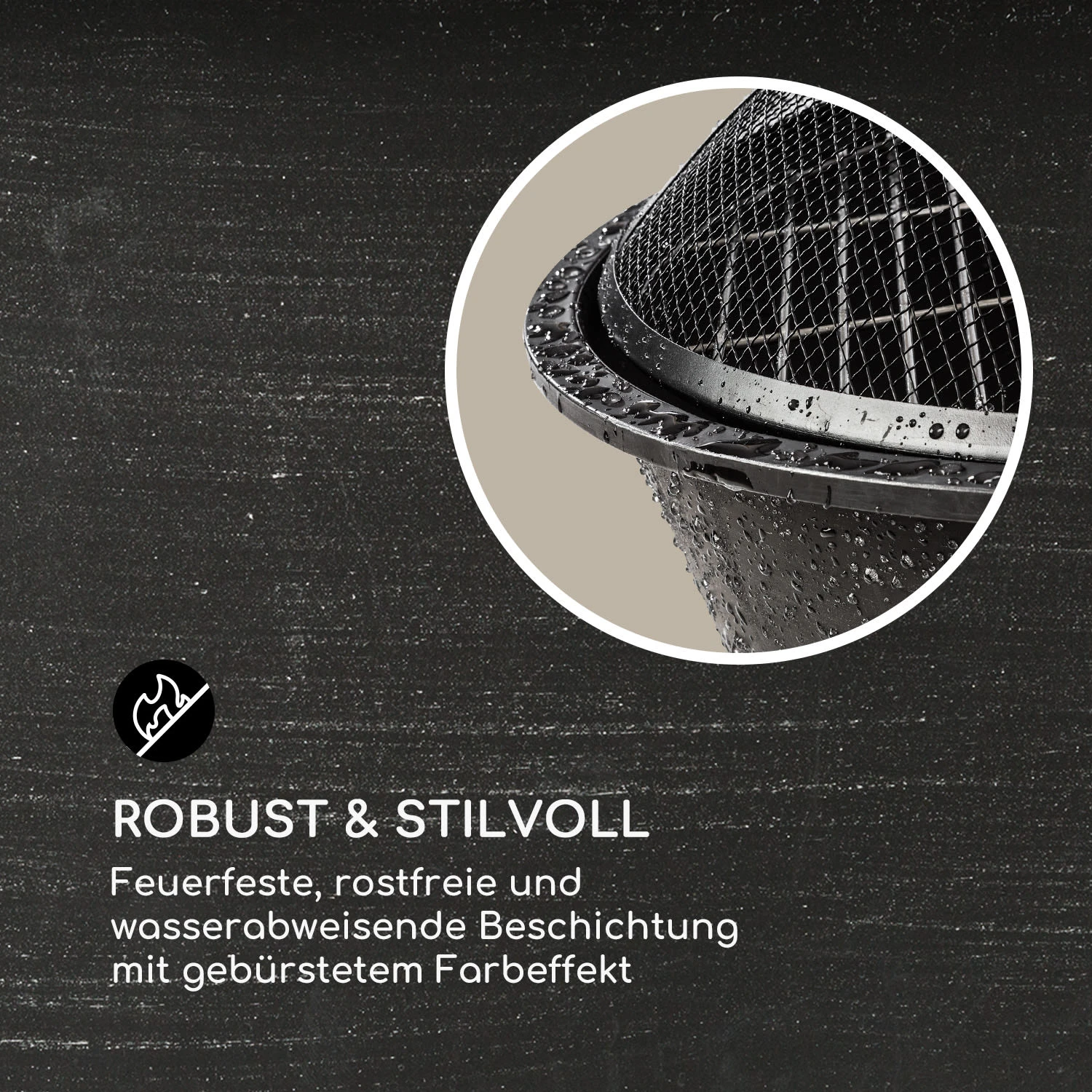 Nolana 2-in-1-Feuerschale Ø73cm Funkenschutz Ø64cm Grill Stahl Schwarz 7 Nolana 2-in-1-Feuerschale Ø73cm Funkenschutz Ø64cm Grill Stahl Schwarz – Bild 5