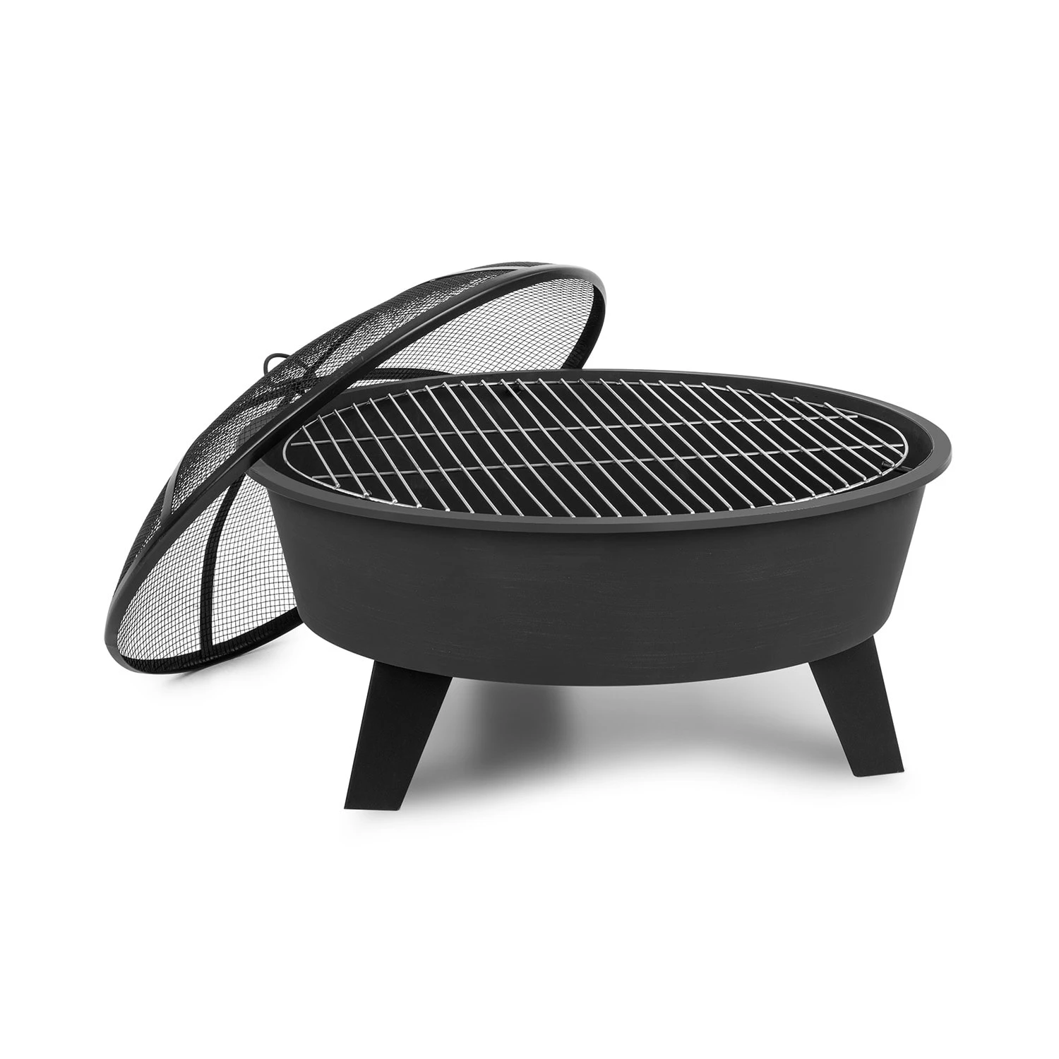 Nolana 2-in-1-Feuerschale Ø73cm Funkenschutz Ø64cm Grill Stahl Schwarz 3 Nolana 2-in-1-Feuerschale Ø73cm Funkenschutz Ø64cm Grill Stahl Schwarz