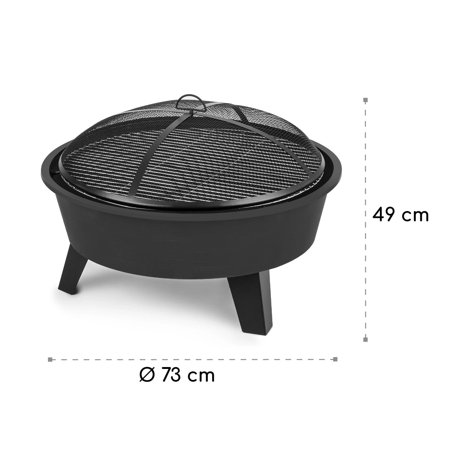Nolana 2-in-1-Feuerschale Ø73cm Funkenschutz Ø64cm Grill Stahl Schwarz 11 Nolana 2-in-1-Feuerschale Ø73cm Funkenschutz Ø64cm Grill Stahl Schwarz – Bild 9
