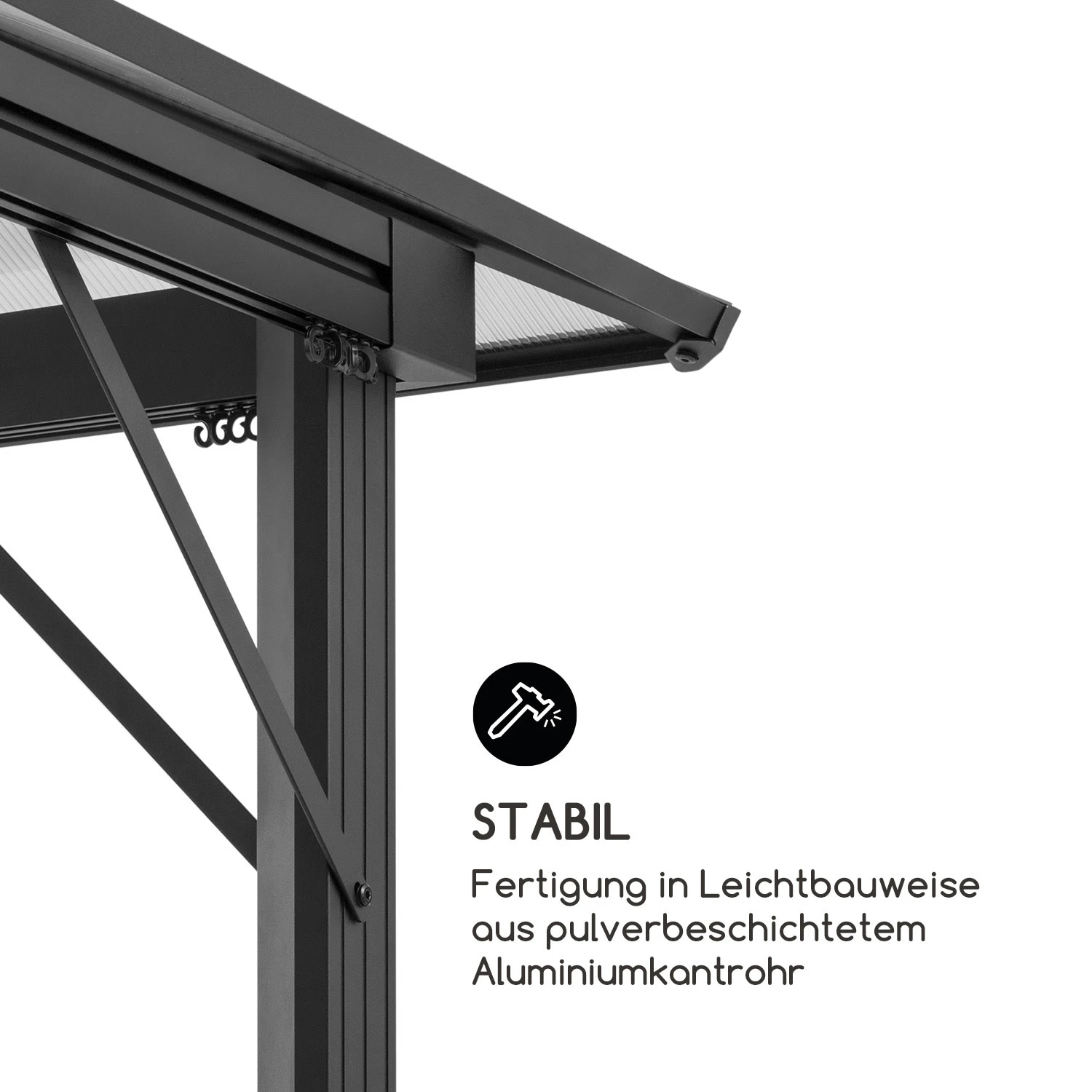 Pantheon Solid Sky Pavillon Mit Dach 3x3m Polycarbonat Aluminium 7 Pantheon Solid Sky Pavillon Mit Dach 3x3m Polycarbonat Aluminium – Bild 5