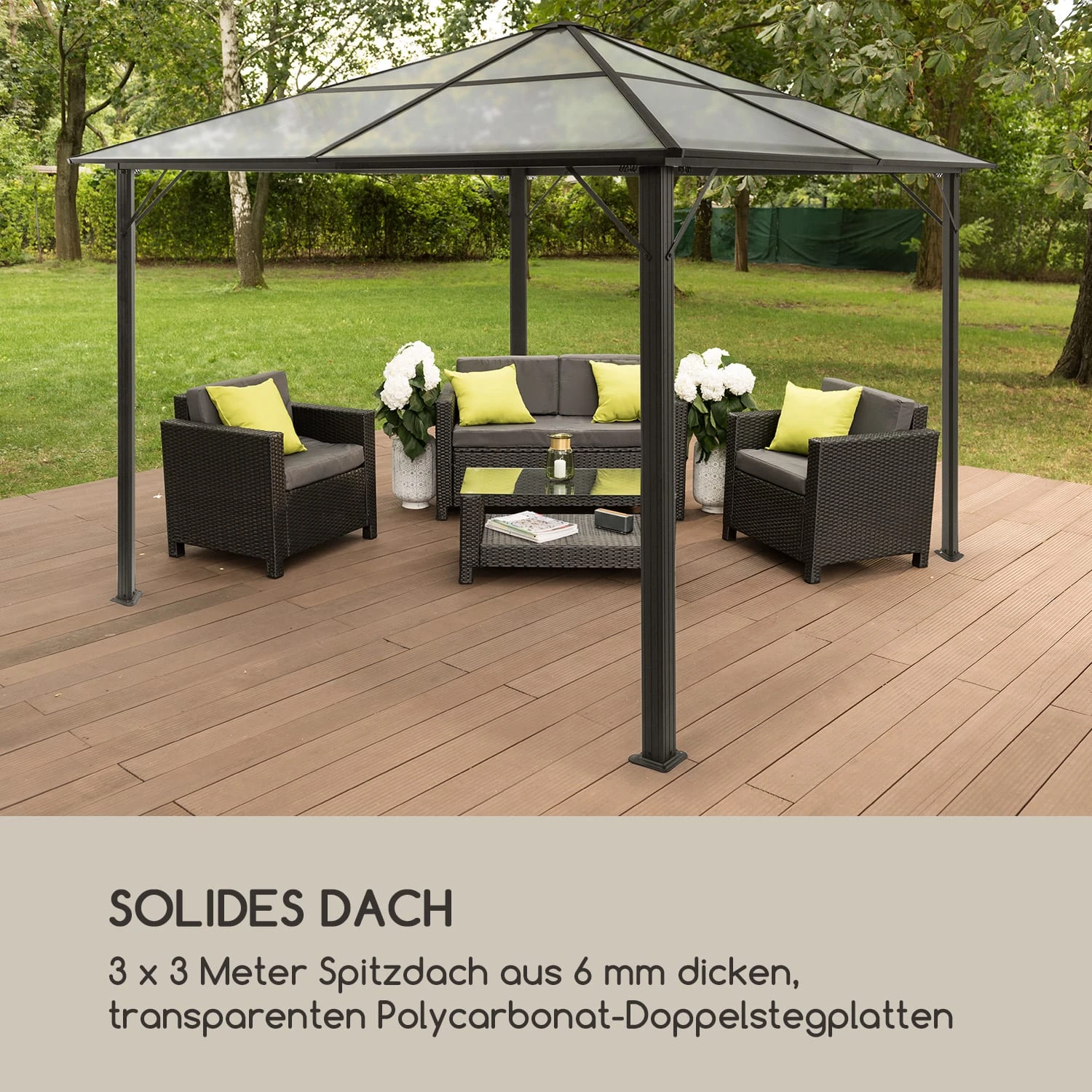 Pantheon Solid Sky Pavillon Mit Dach 3x3m Polycarbonat Aluminium 8 Pantheon Solid Sky Pavillon Mit Dach 3x3m Polycarbonat Aluminium – Bild 6