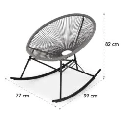 Roqueta Schaukelstuhl Retro-Design 4mm-Geflecht Grau -Online Gartenbedarf 10033465 yy 0008 logo Blumfeldt Roqueta Schaukelstuhl grau