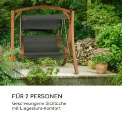 Maui Hollywoodschaukel 110 Cm 2-Sitzer Massivholz Polyester Dunkelgrau -Online Gartenbedarf 10033573 de 0004 logo