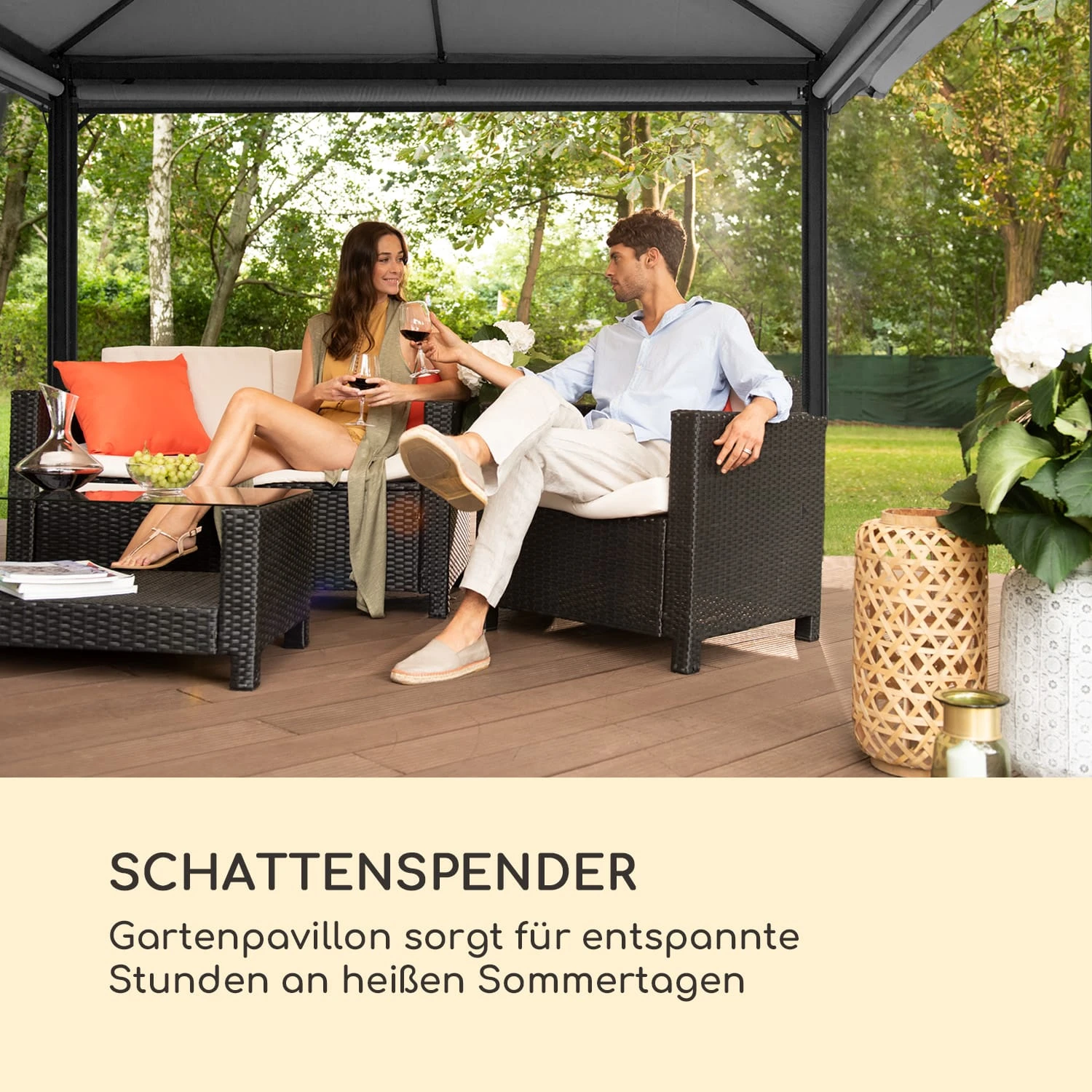 Grandezza Cortina Gartenpavillon 3x4m 4 Seitenteile Dunkelgrau 4 Grandezza Cortina Gartenpavillon 3x4m 4 Seitenteile Dunkelgrau – Bild 2