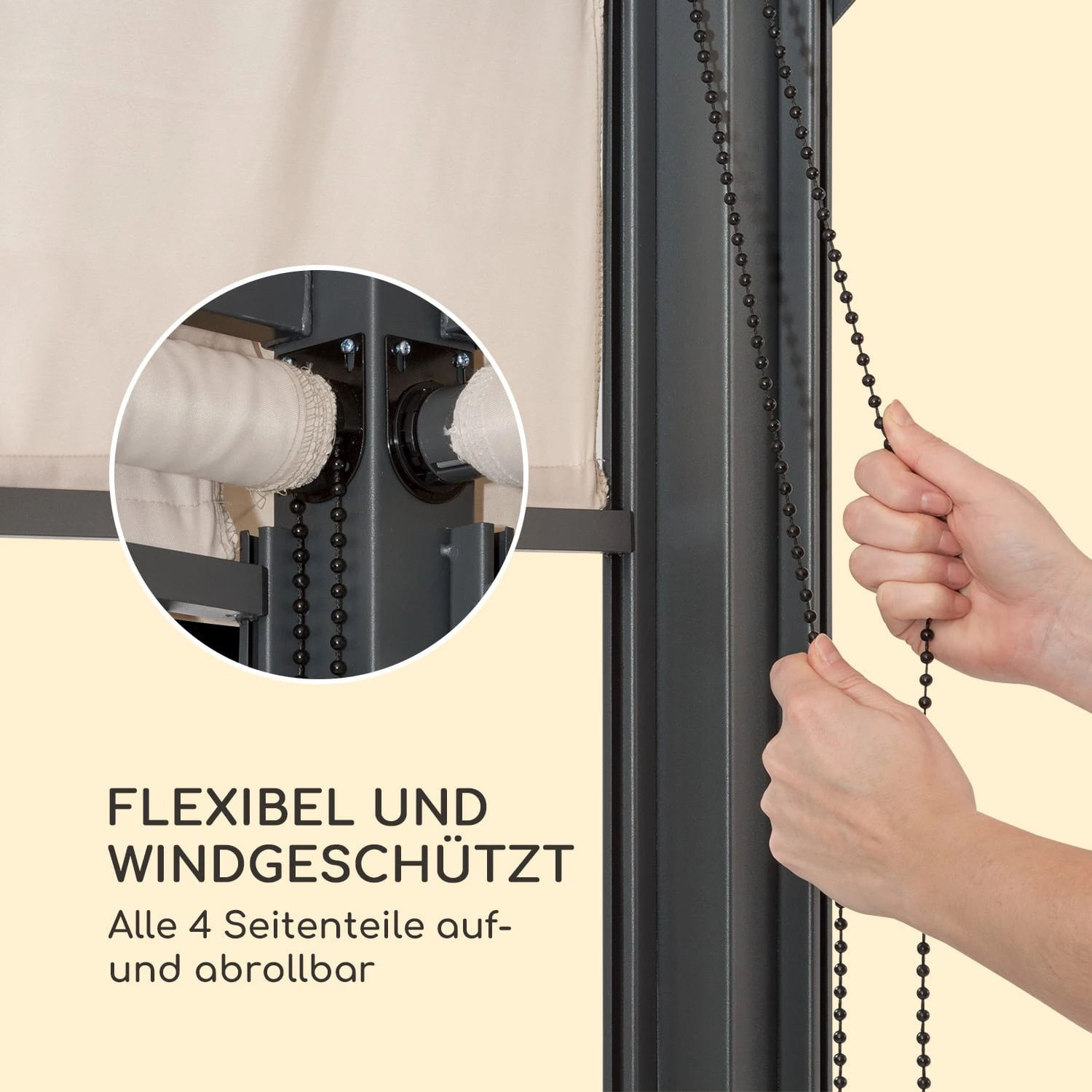 Grandezza Cortina Gartenpavillon 3x4m 4 Seitenteile Beige 5 Grandezza Cortina Gartenpavillon 3x4m 4 Seitenteile Beige – Bild 3