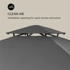 Steakhouse Al Sur Pavillon 244x260x152cm 160 G Flammhemmend Stahl Grau -Online Gartenbedarf 10033609 yy 0007 logo Blumfeldt Steakhouse al Sur Pavillon grau