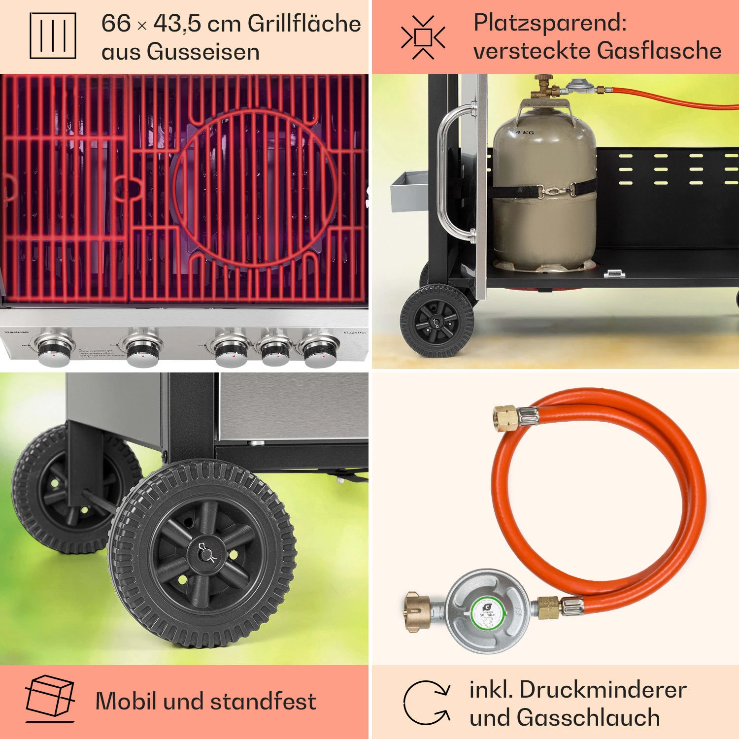 Tomahawk Gasgrill 4x3,6 KW + 2,7 KW Brenner 66x43,5 Cm Grill Edelstahl 7 Tomahawk Gasgrill 4x3,6 KW + 2,7 KW Brenner 66x43,5 Cm Grill Edelstahl – Bild 5