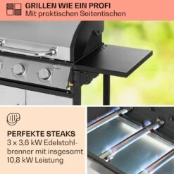 Tomahawk Gasgrill 3 X 3,6 KW Brenner 60 X 43,5 Cm Grill Edelstahl -Online Gartenbedarf 10034711 de 0003 usp