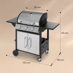 Tomahawk Gasgrill 3 X 3,6 KW Brenner 60 X 43,5 Cm Grill Edelstahl -Online Gartenbedarf 10034711 yy 0007 dimensions