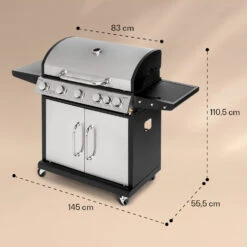 Tomahawk Gasgrill 5x3,6 KW + 2,7 KW Brenner 80x43,5 Cm Grill Edelstahl -Online Gartenbedarf 10034712 yy 0007 dimensions