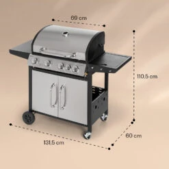 Valkyrie Gasgrill 4x3,5 KW + 3,15 KW Brenner 74x44 Cm Grill Edelstahl -Online Gartenbedarf 10034715 yy 0008 dimensions