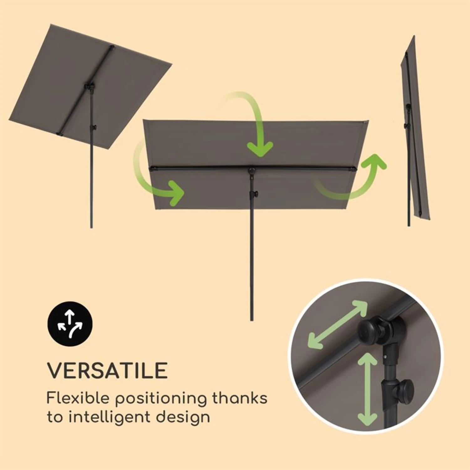 Flex-Shade L Sonnenschirm 130 X 180 Cm Polyester UV 50 Dunkelgrau 5 Flex-Shade L Sonnenschirm 130 X 180 Cm Polyester UV 50 Dunkelgrau – Bild 3