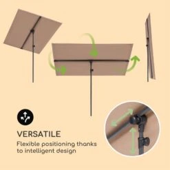 Flex-Shade L Sonnenschirm 130 X 180 Cm Polyester UV 50 Taupe -Online Gartenbedarf 10034727 yy 0003 logo Blumfeldt Flex Shade L Sonnenschirm 130x180 taupe