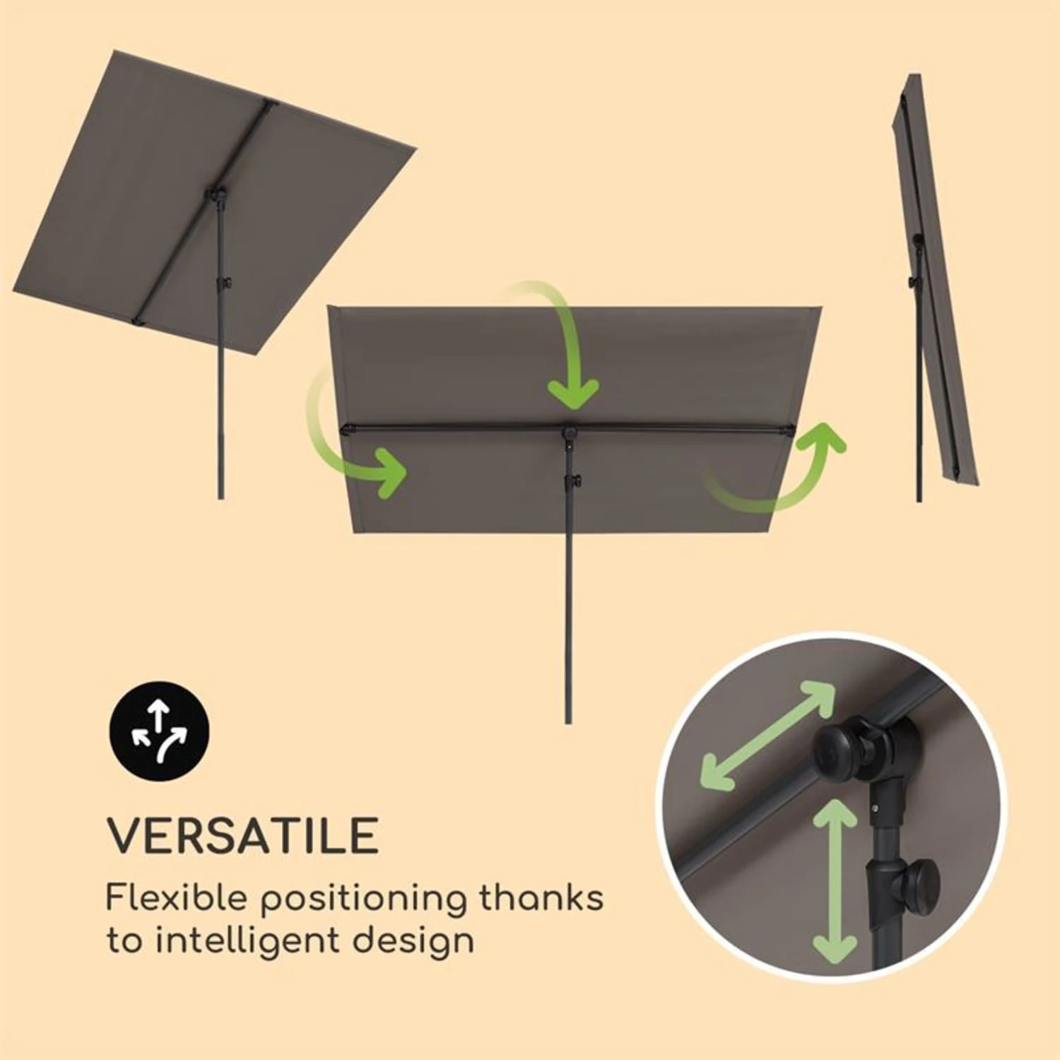 Flex-Shade XL Sonnenschirm 150 X 210 Cm Polyester UV 50 Dunkelgrau 5 Flex-Shade XL Sonnenschirm 150 X 210 Cm Polyester UV 50 Dunkelgrau – Bild 3